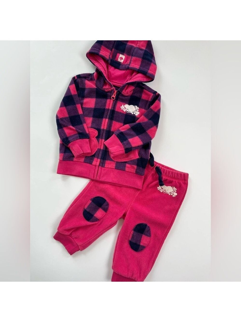 Roots Kids Matching Fleece Set - Pink and Navy